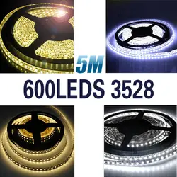 5 м 120 LED/м 3528 SMD 12 В гибкий свет 120 LED/м, светодиодные полосы белого/теплый белый/синий/зеленый/красный/желтый