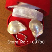 Ry00140 20 ММ ПАРА ОГРОМНЫЙ АВСТРАЛИЙСКИЙ ЮЖНОГО МОРЯ НЕПОДДЕЛЬНАЯ ЯДЕРНОЙ ЖЕМЧУЖНОЙ СЕРЕЖКОЙ