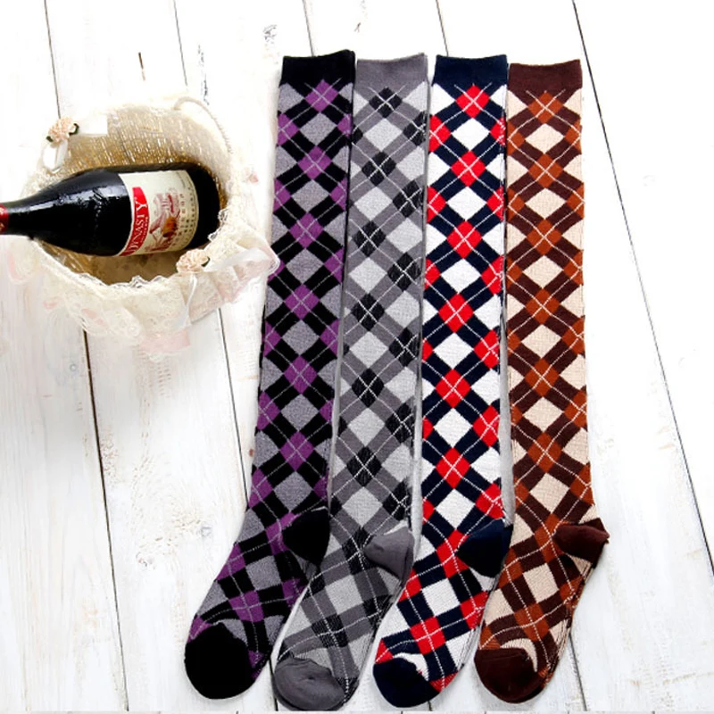 

4 Color Autumn And Winter Boutique Cotton Gaotong Socks Over Knee Socks Fashion Leisure British style Thigh High Women Socks