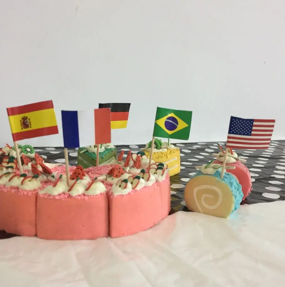 

50 psc National flag Paper Cake flag USA Brazil Spain France German party supplies decoration