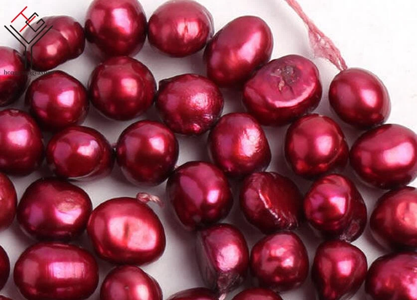One Strands Real Pearl 6-7mm Red Pearl Flat Baroque Natural Freshwater Pearl loose beads 35cm / 15inch - AliExpress Mobile