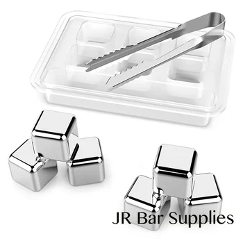 

Free Shipping Stainless Steel Whiskey Stones Cube Glacier With Plastic Storage Box Tongs Chilling Whiskey Ice Cubes Pack of 6