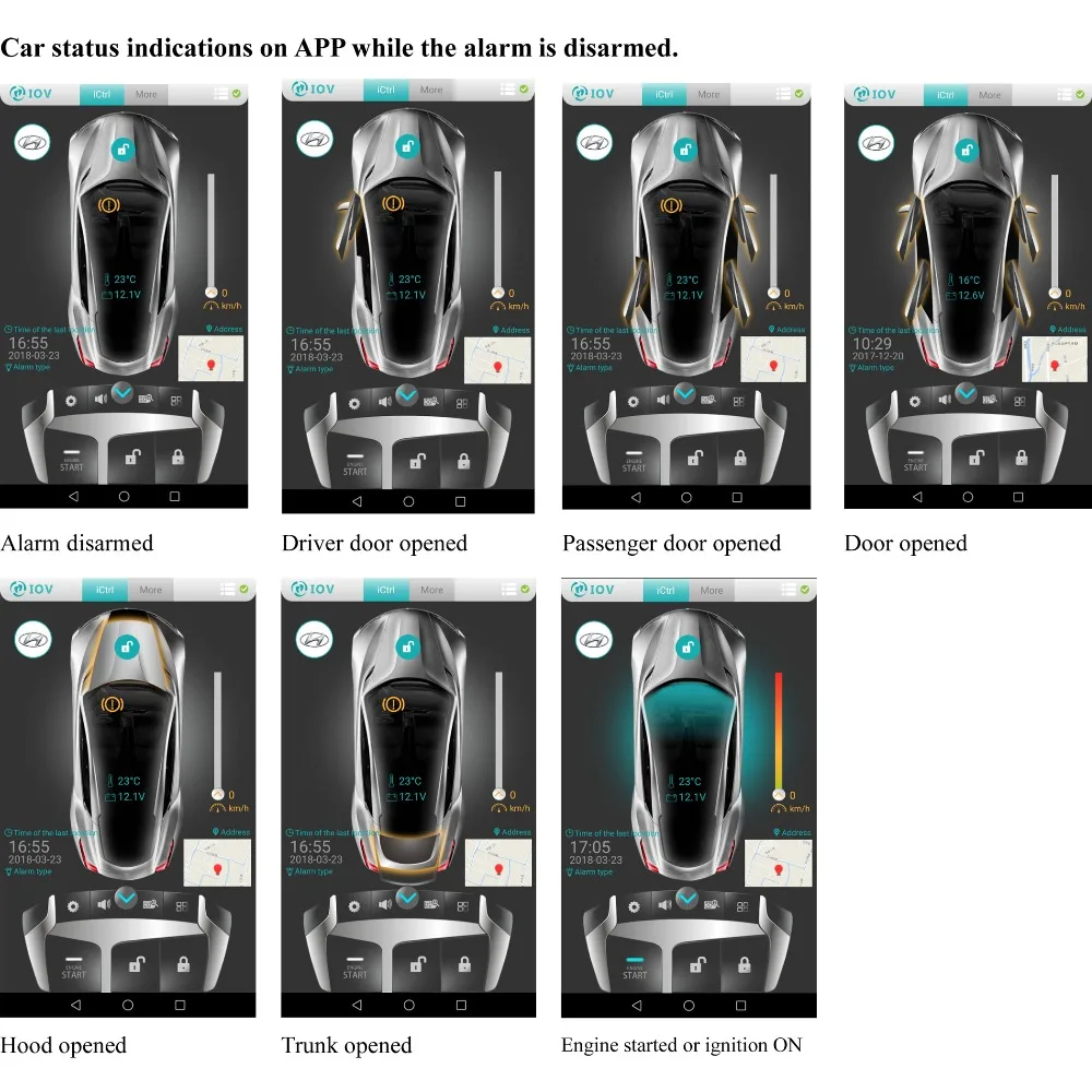  IOS Android App Smartphone network Remote start/stop engine open door/trunk GPS tracking Full Funct