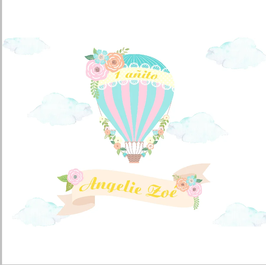 

10x10FT White Clouds Sky Flowers Air Balloons Ship Travel Custom Photo Backdrops Studio Backgrounds Vinyl 300cm x 300cm