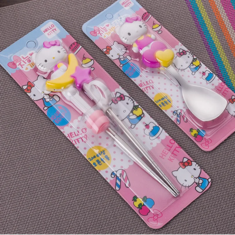 304 детские палочки для еды из нержавеющей стали с рисунком Hello Kitty детская