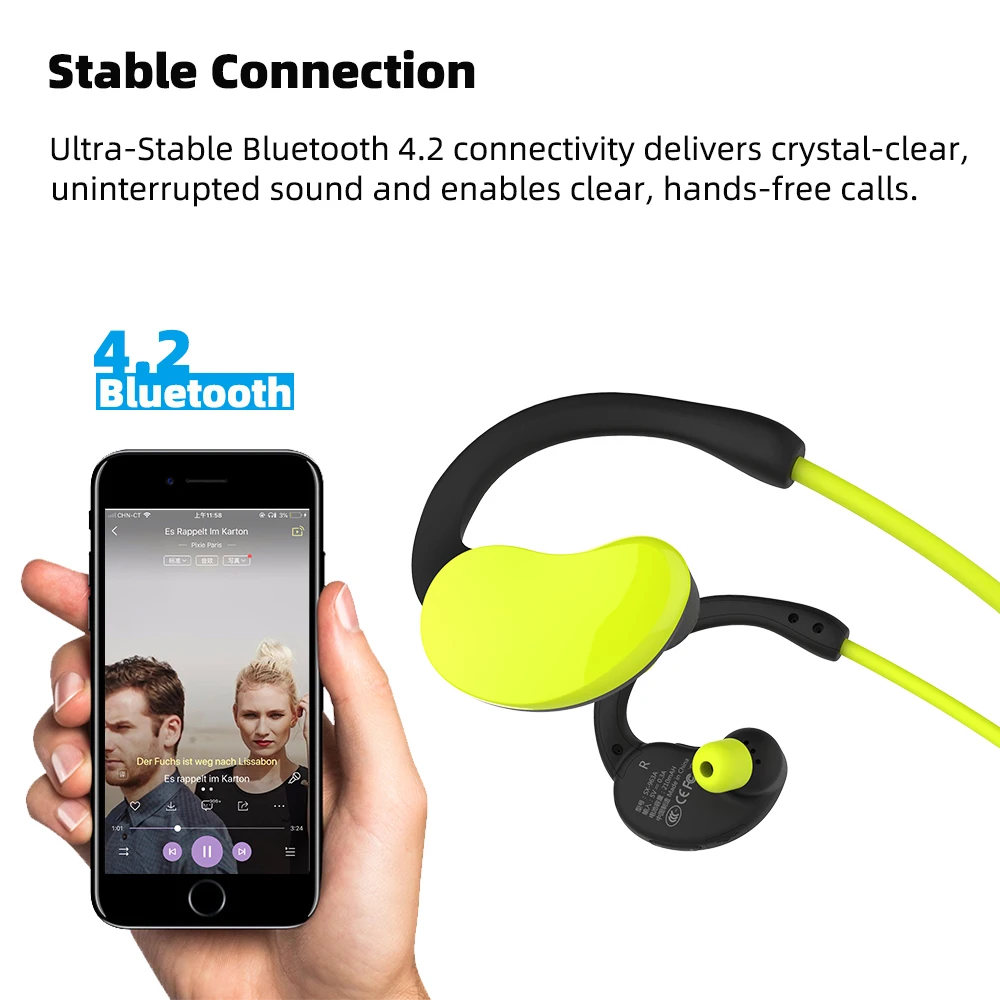  Ralyin 32GB mp3 bluetooth earphone 10 hours playtime IPX6 water-resistant wireless earphone bluetoo