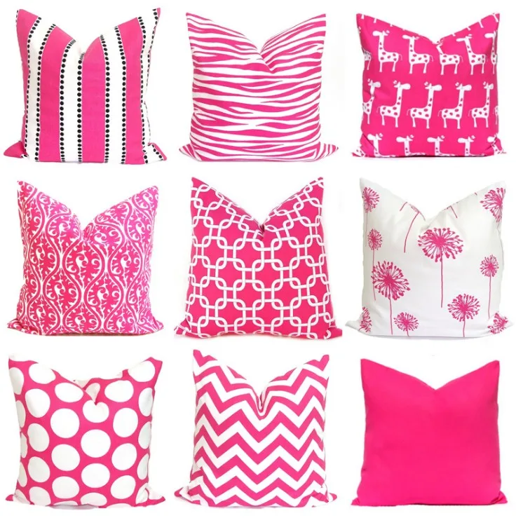 

Dark Pink Geometric Cushion Cover Home Decor Velvet Pillow Cover For Sofa 45*45cm Decorative Chevron Pillows Case Pillowsham