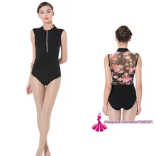 Гимнастическое трико для взрослых; Новинка года; дизайнерский сетчатый танцевальный костюм на молнии; Высококачественная Черная танцевальная одежда для балета; женский балетный трико