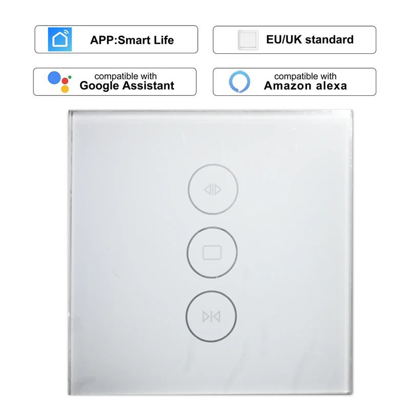 Wi-Fi Curtain Switch Uk/EU Glass Panel Smart Mobile Control Via Tuya App Work with Amazon Alexa Google Home for | Обустройство дома