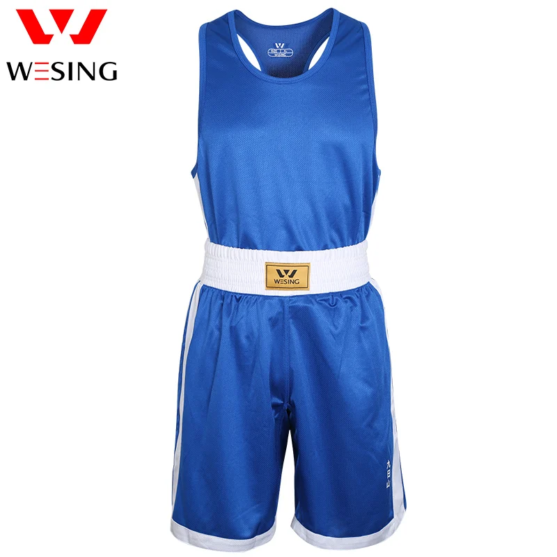 

Wesing Boxing Uniform Breathable Red Blue Boxing Suit with Boxing Shorts Training Competition Clothes Plus Size 4XL