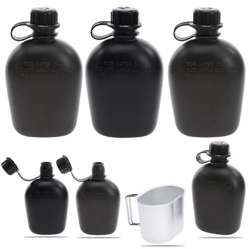 Pesado cubierta ejército botella de agua de aluminio taza nos 1L cantina militar Camping senderismo supervivencia hervidor de agua al aire libre vajilla nueva