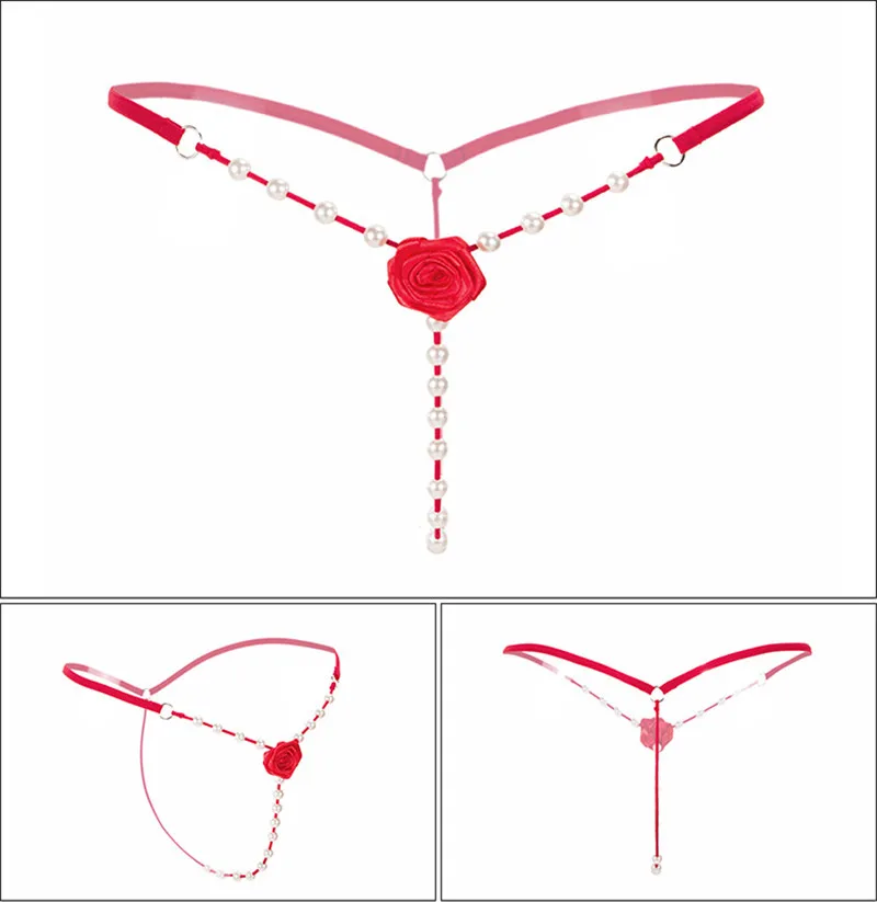 Hot Sale Sexy Women Thongs Pearl Briefs Erotic Women G String Briefs With Bead Low Waist Panties Female Sex g-string Micro Thong (2)