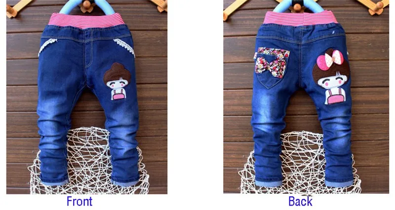 Cartoon Baby Boy Clothes Denim Pants Elastic Waist Casual Printed Toddler Pants Girls Trousers Children's Jeans for 2-4T Unisex