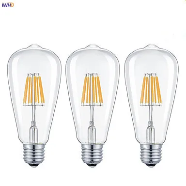 IWHD ST64 de filamento LED lámpara de bombilla de Edison E27 220 V Industrial decoración Vintage Retro Luz de la lámpara de la bombilla de la ampolla Bombillas Gloeilamp IWHD ST64 de filamento LED lámpara de bombilla de Edison E27 220 V Industrial decoración Vintage Retro Luz de la lámpara de la bombilla de la ampolla Bombillas Gloeilamp