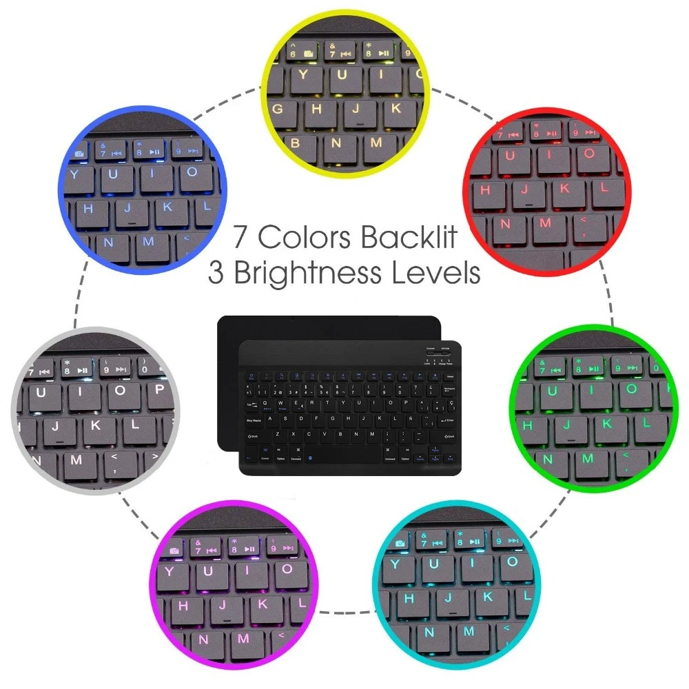 

Kemile Slim-thin Portable Backlit Wireless Bluetooth Keyboard For iPad Tablet Laptop Smartphone IOS Android Windows Universal