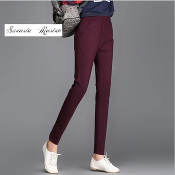 

plus size 2017 casual trousers thin elastic waist pants Haren repair