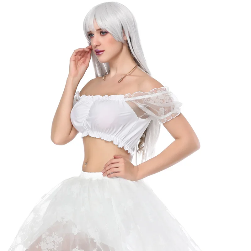 Women Off Shoulder Strapless T Shirt Summer Sexy White Loose Top Blouse Summer Ladies Fashion Casual Wrap Chest Ruched Tube Top (5)