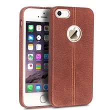 For iPhone 5s 5 SE Phone Cases QIALINO for iPhone 5s 5 SE Top-layer Cowhide Leather Back Cover – 4.0 inch