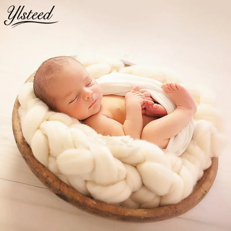 

New Super Thick Wool Chunky Blanket Hand Knitting Baby Photography Blanket Newborn Basket Filler Baby Photo Shoot Props