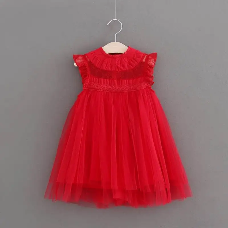 Розничная ; летнее платье принцессы для девочек; кружевной тюлевый сарафан с расклешенными рукавами для свадебной вечеринки; детская одежда; E16890