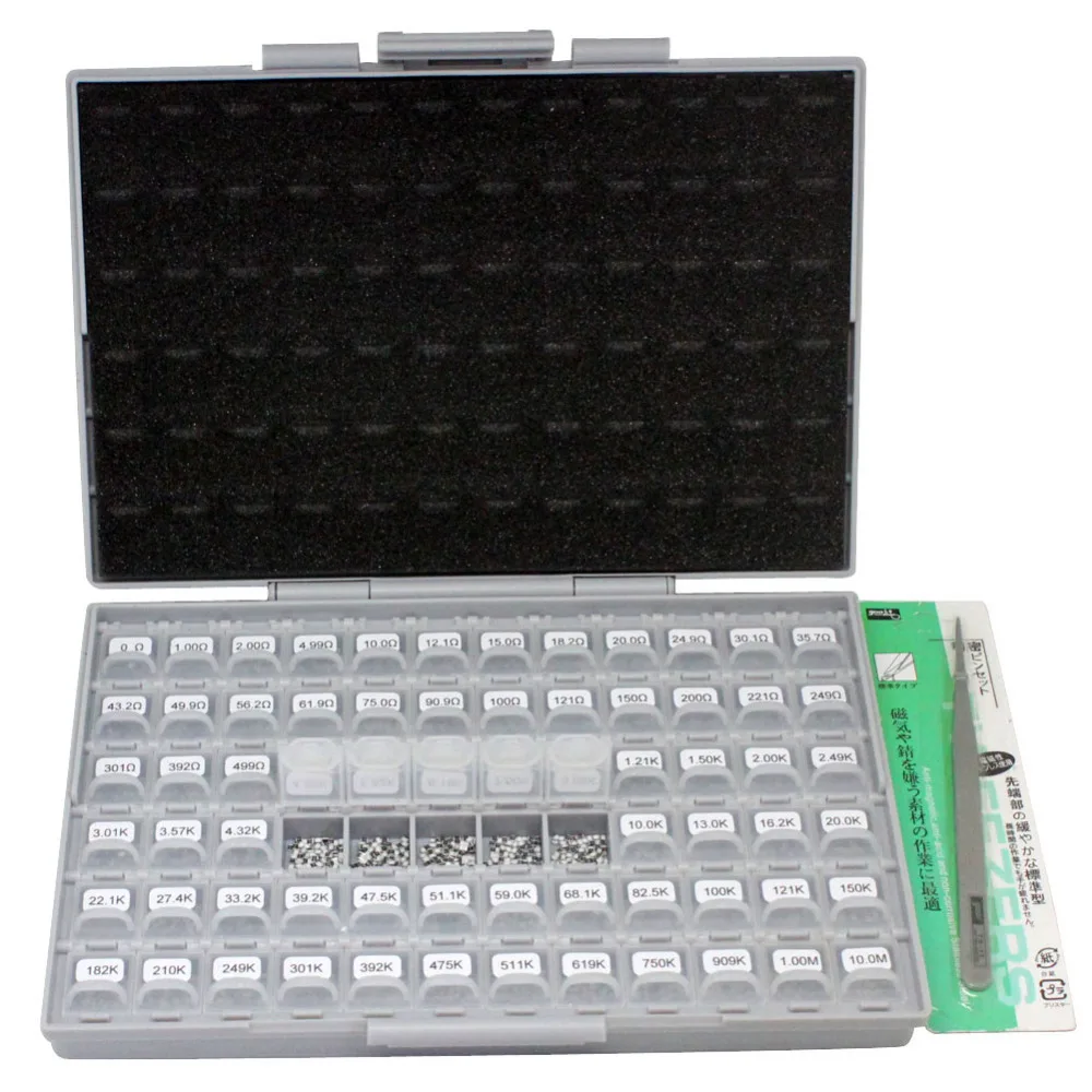 AideTek 0805 Size 72 Values 100pc/v 1% Engineering Sample Resistor Kit BOX-ALL 10Mohm E96 resistor storage plastic box R08E12100 AideTek 0805 Size 72 Values 100pc/v 1% Engineering Sample Resistor Kit BOX-ALL 10Mohm E96 resistor storage plastic box R08E12100