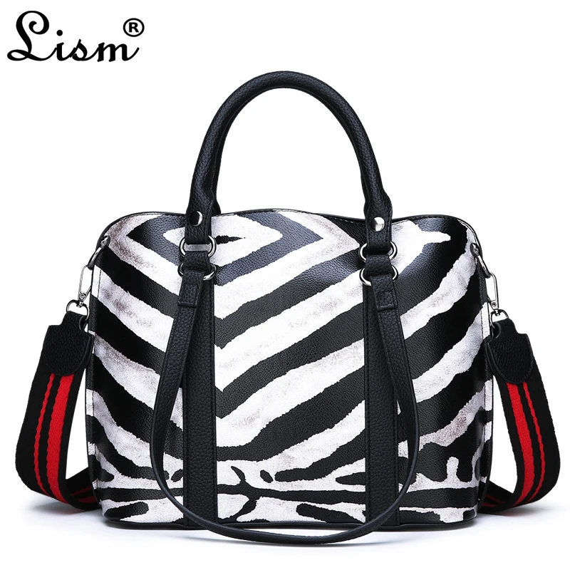 

Lism Women's bag luxury high quality leopard zebra pattern handbag fashion casual large capacity shoulder Messenger bag
