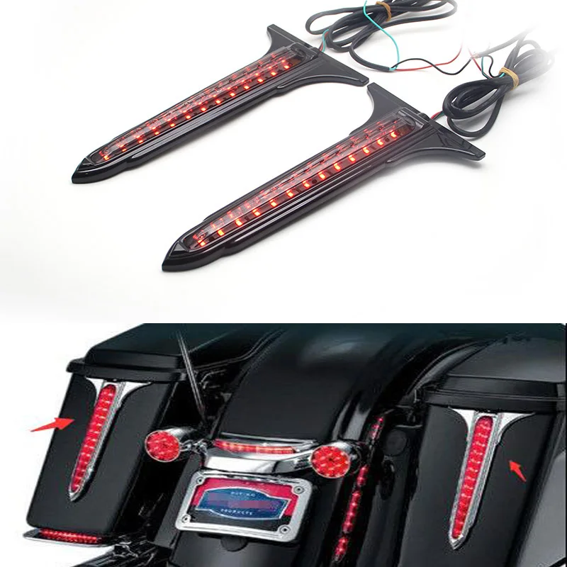 Motorcycle LED Saddlebag Accents Tail Brake Light For Harley Road Kings