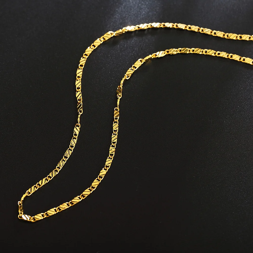 

High Quality 2MM Slim Women Men Gold Color Necklace Colar de Ouro Link Chains 16" 18" 20" 22" 24" 26" 28" 30" Jewelry 18 K Stamp