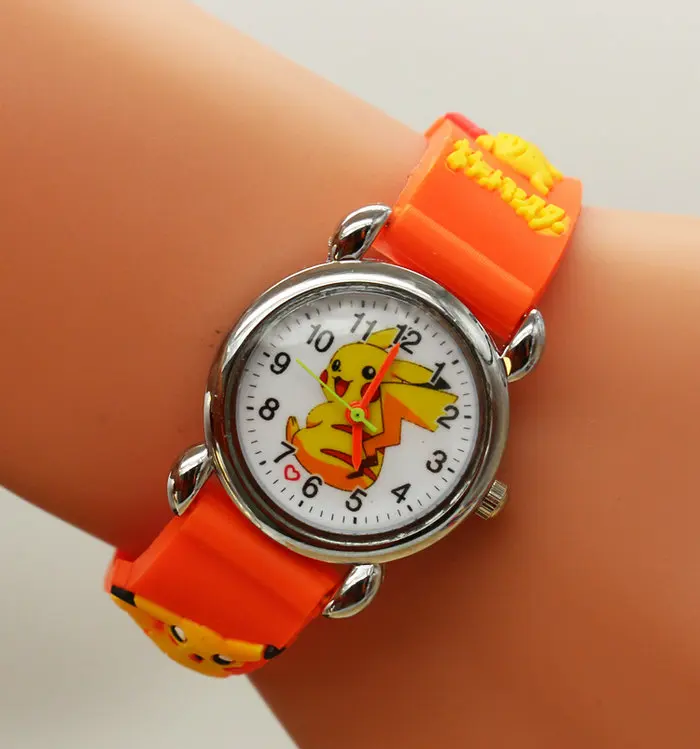 Милый мультфильм 3D Дети Студенты для мальчиков и девочек Подарки Пикачу наручные часы - Цвет: orange