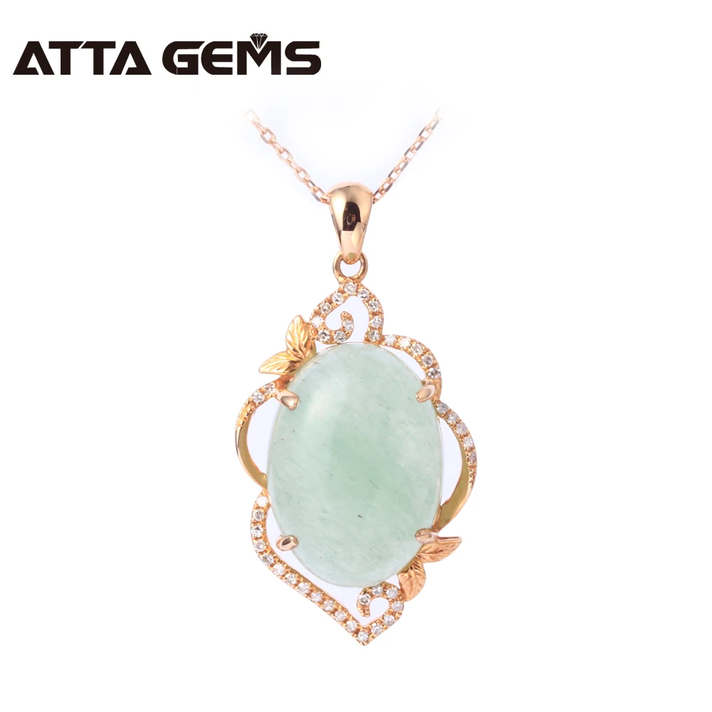 

Natural jade real 18k rose gold pendant, Chinese jade stone, women wedding pendant jewelry, 18k rose gold with diamond
