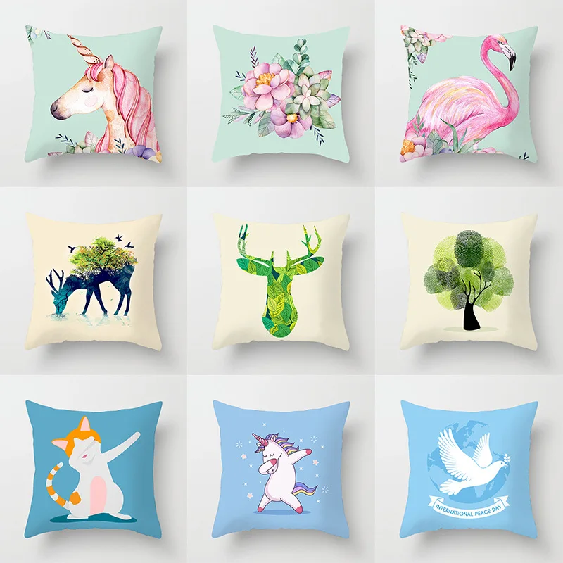 

Fashion Household Hug Pillowcase Flamingo / Cat / Unicorn / Cute Animal Sofa Hug Pillowcase Cushion
