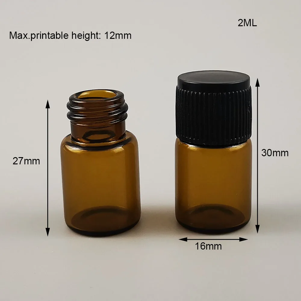 50X2 небольшой пульверизатор янтарного цвета пустой стеклянный флакон для эфирного масла флакон для парфюма флакон с уменьшенным горлышком