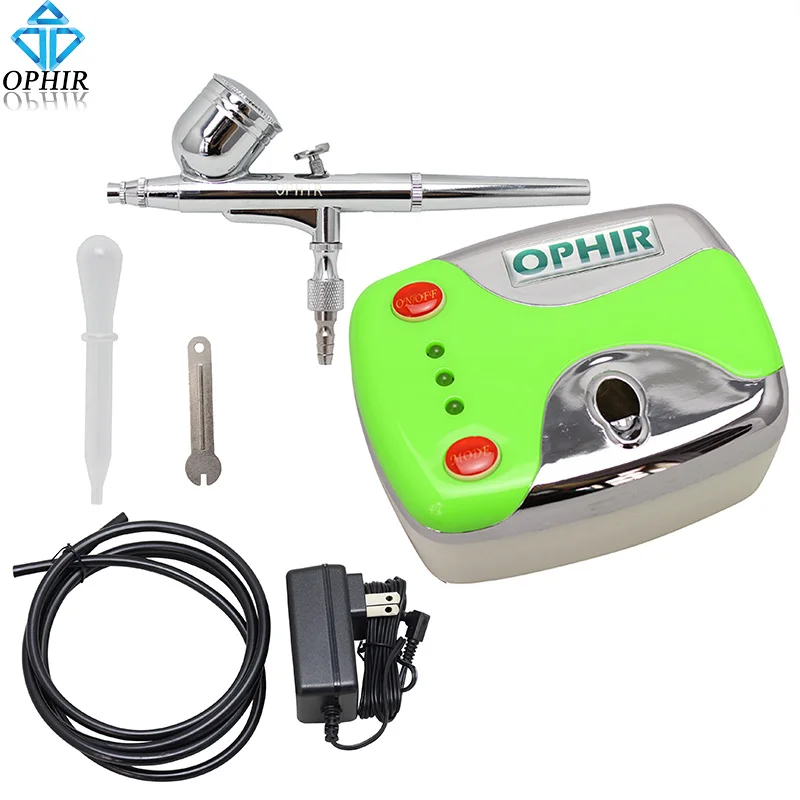  OPHIR 0.3mm Dual Action Airbrush Kit with Mini Air Compressor for Temporary Tattoo Cake Decorating 