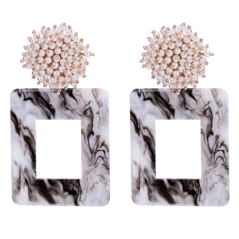 

KMVEXO Geometric Resin Earrings Big Earring Round Pearl Bead Ball Large Long Brinco Ear Accessories Oorbellen Party Wedding Gift