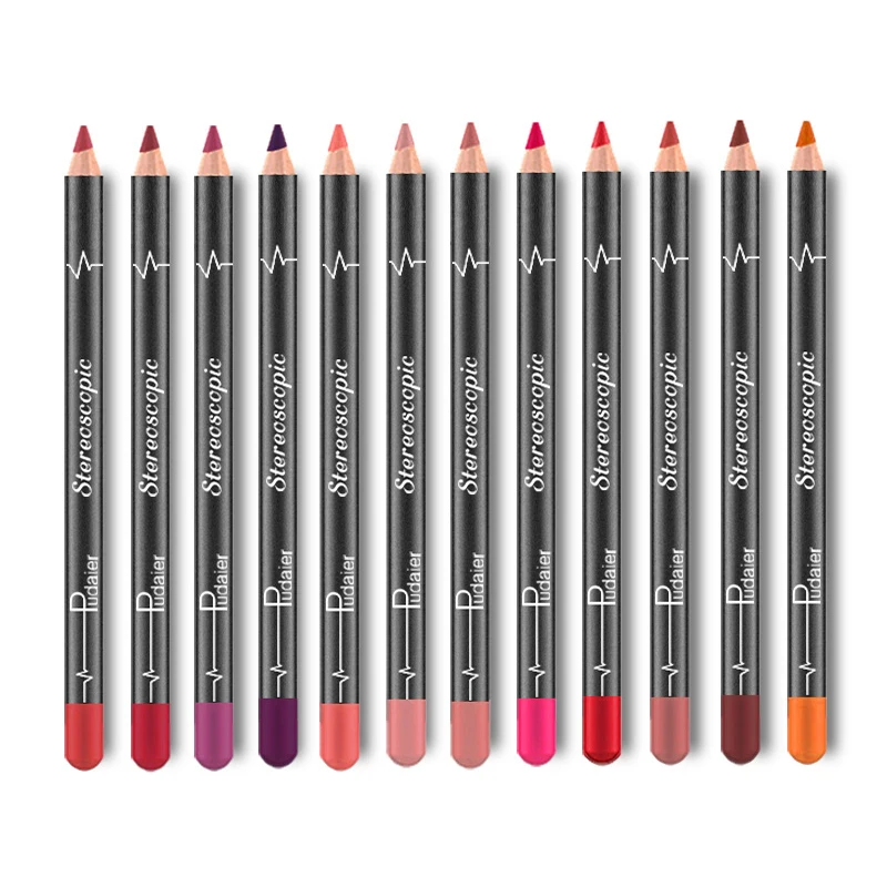 

12pcs/set Nude Matte Lip Liner Pencil Set Waterproof Long Lasting Smooth Natural Lipliner Lipstick Liner Professional Makeup Kit