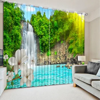 

Blackout curtain 3D Window Curtain Foggy forest Luxury Blackout Living Room office Bedroom Customized size