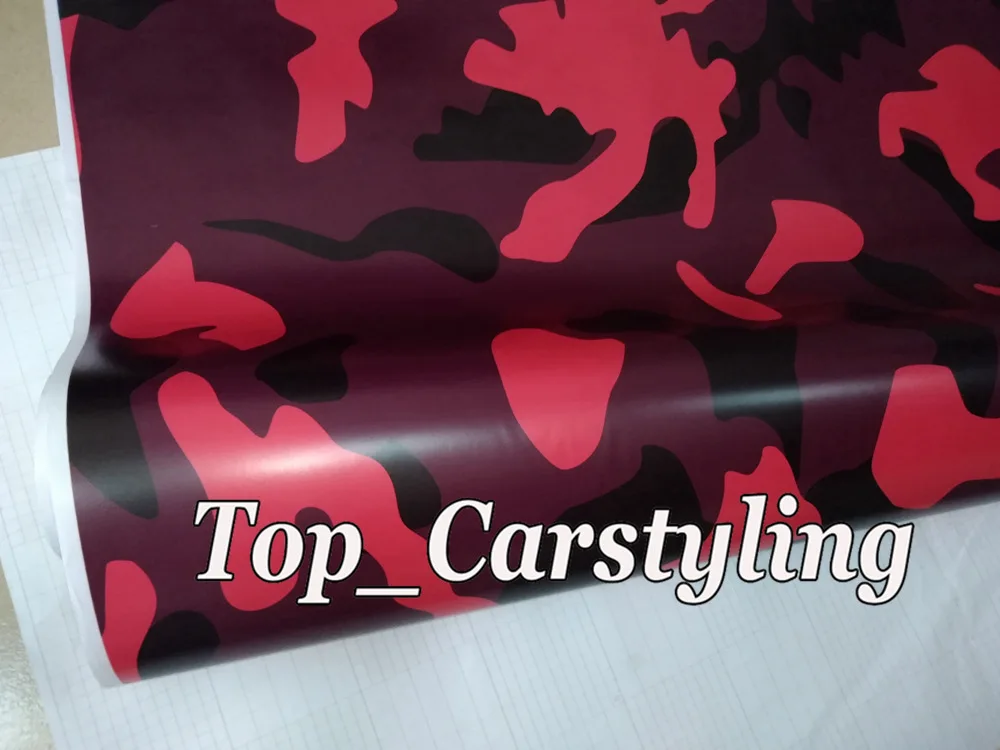 large red black camouflage car wrapping film with air bubble free (3)