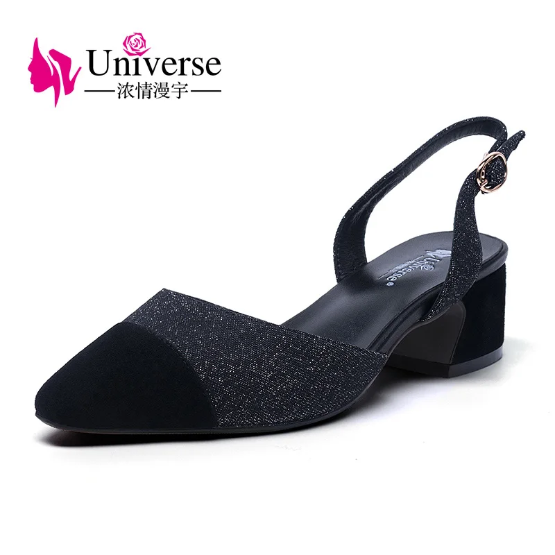Universe new arrival slingback ladies shoes square heels women sandals summer H040-in Middle 