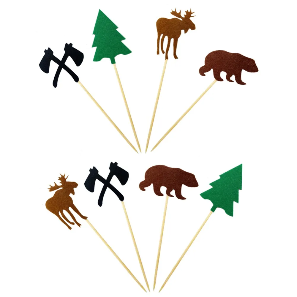Lumberjack Happy Birthday Banner Woodcutters Brown Bear Elk
