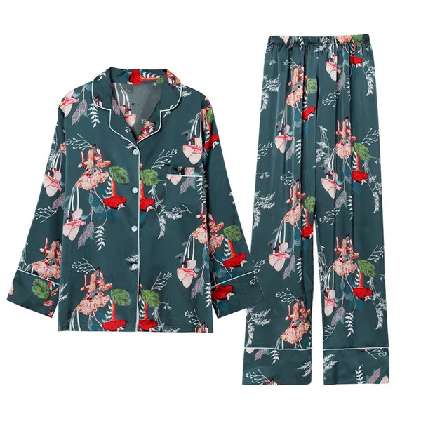 Fdfklak 7 штук комплект одежды для сна пикантные шелковые пижамы женские весенние осенние пиджамы женская ночная Пижама femme 2019