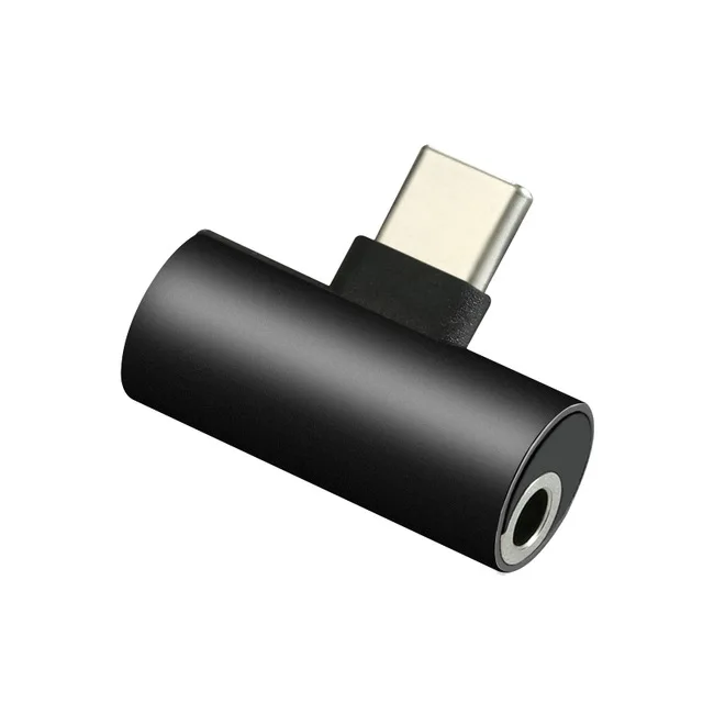 Olhveitra Mini 2 в 1 USB C до 3,5 мм разъем для наушников, аудио адаптер жгут питания конвертер для samsung Xiaomi Google huawei - Цвет: Черный