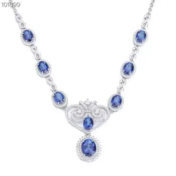 

crystal jewellery wholesale new-designed natural blue topaz 925 sterling silver gemstone pendant Bracelet bangle jewelry set