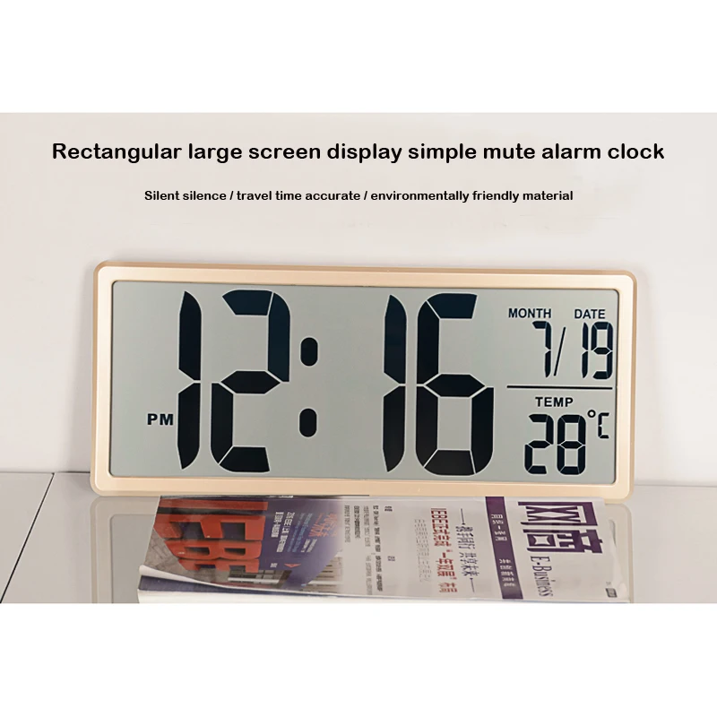 Большие цифровые настенные часы с ЖК-экраном и подставкой для рабочего стола с датой и датой повтора сигнала будильника с питанием от батареи
