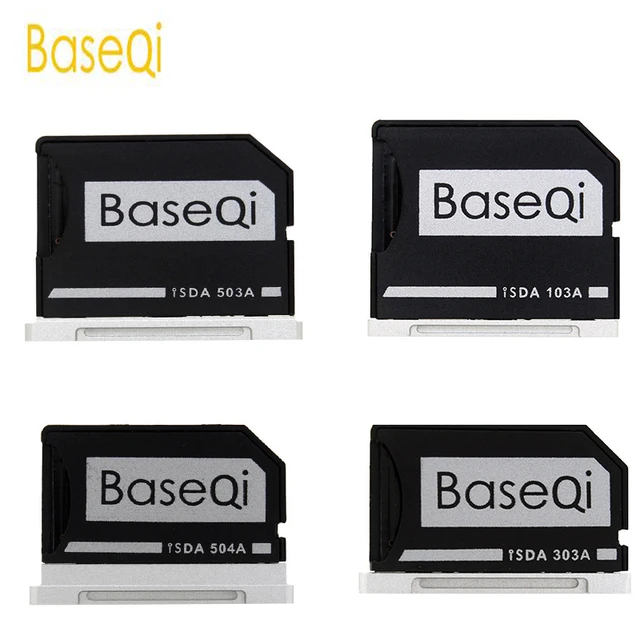 BaseQi Aluminum Micro SD to SD Memory Card Adapter Stealth Drive Card Reader For MacBook Pro Retina 13"/15" and MacBook Air 13" 1