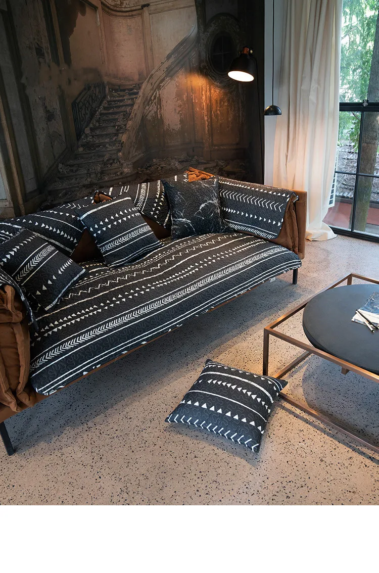 Четыре сезона чистая хлопковая диванная подушка серая полоса скандинавские противоскользящие диван спинка диван полотенце