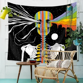 

Rainbow Skull Mandala Tapestry Wall Hanging Tarot Couple Hippie Boho Decor Moon Tapestry Wall Fabric Ouija Psychedelic Tapiz Art