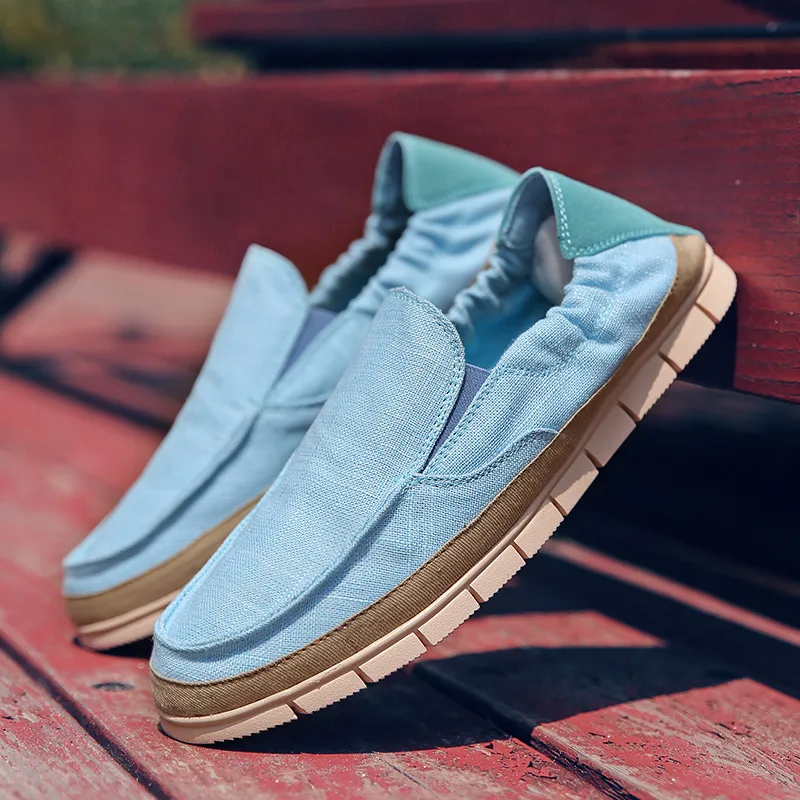 

2019 Spring Summer Men Canvas Shoes Men Loafers Breathable Cloth Shoes Cool Street Young Men Fashion Male Loafers KA1011