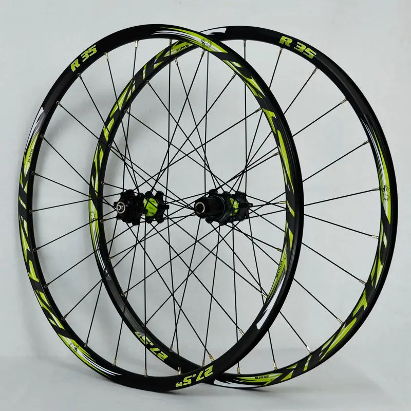 26 inch mountain bike mountain bike wheels 24 hours to draw the front 2 rear bearing hub Japan 4 super smooth 27.5 inch wheels - Color: 26 black green