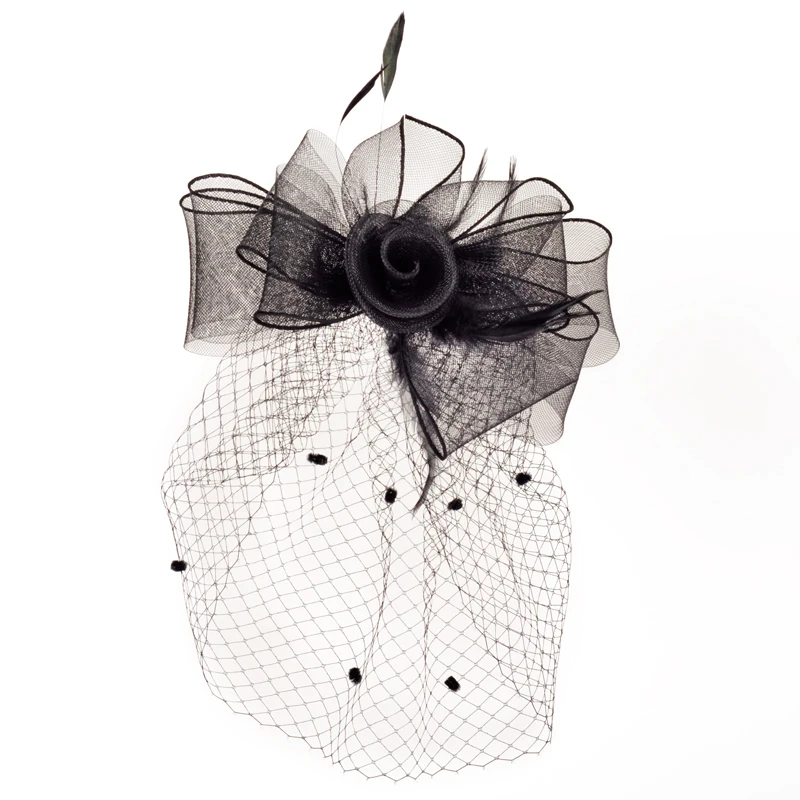 Tocados Sombreros Bodas элегантные черные женские свадебные шляпы с зажимом перо вуалетки для свадеб Свадебные аксессуары шляпы
