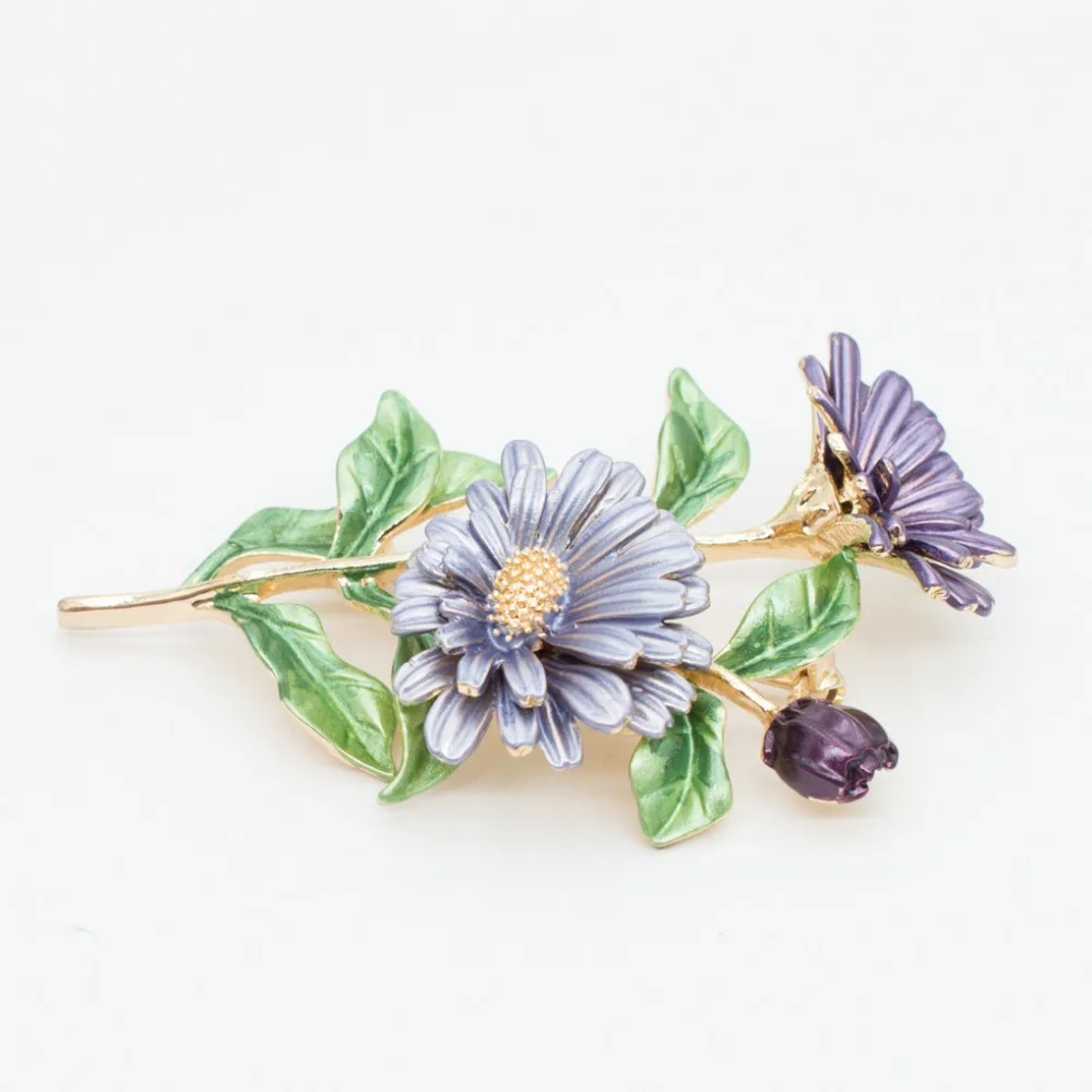 Fashion Beautiful 3 Colors Enamel Daisy Chrysanthemum Flower Brooch Pin Broach For Woman Jewelry 04723